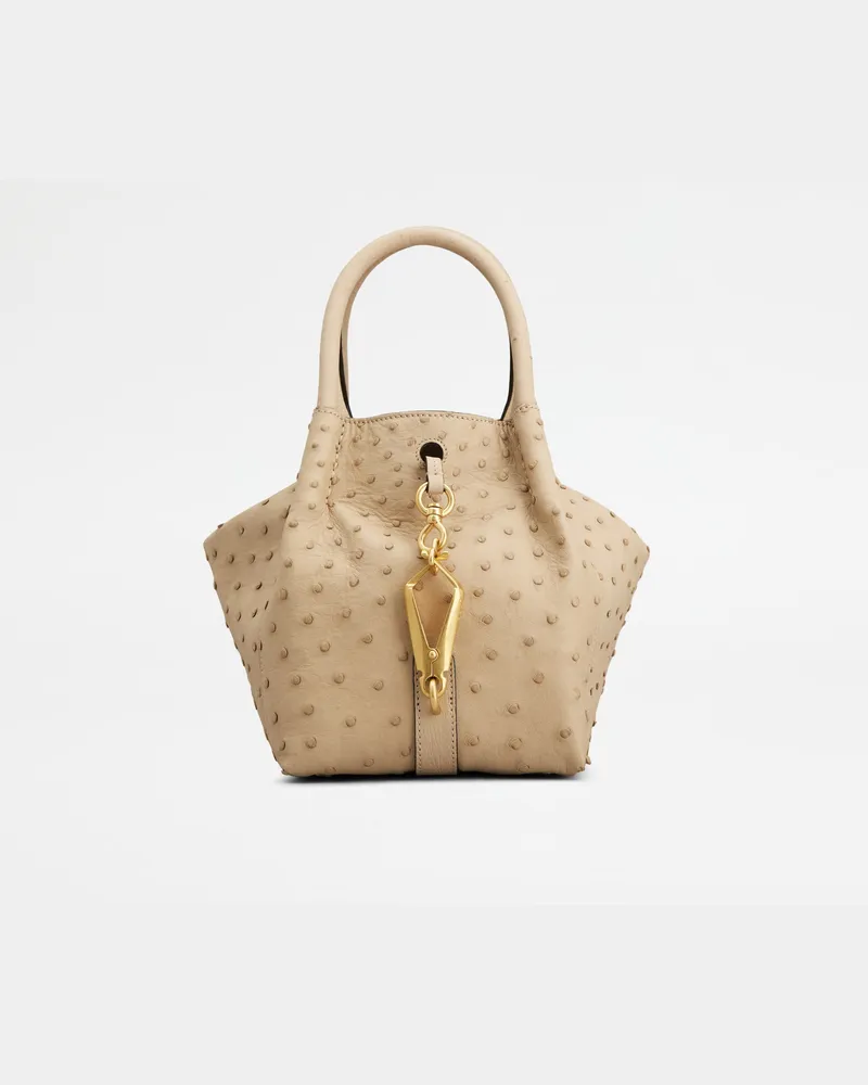 TOD'S Bauletto-Tasche aus Straußenleder Mini, BEIGE,  - Bags Beige