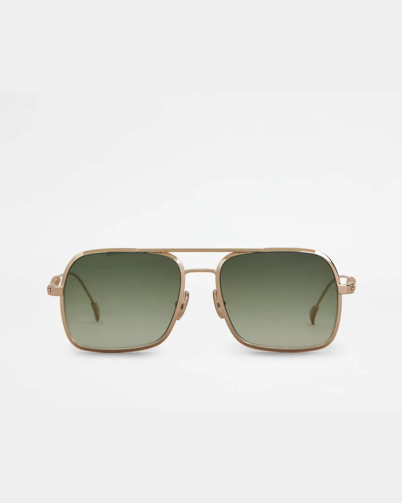 TOD'S Eckige Sonnenbrille mit Lederbügeln, GRÜN,  - Sunglasses Grün