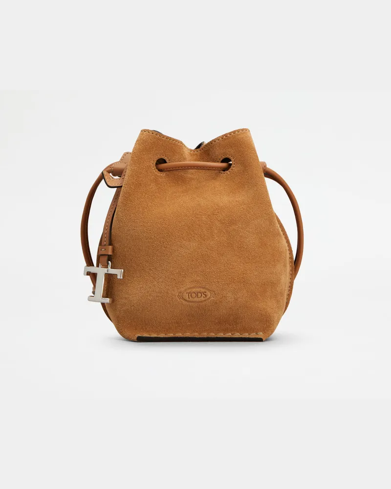 TOD'S Beuteltasche aus Veloursleder Micro, BRAUN,  - Bags Braun