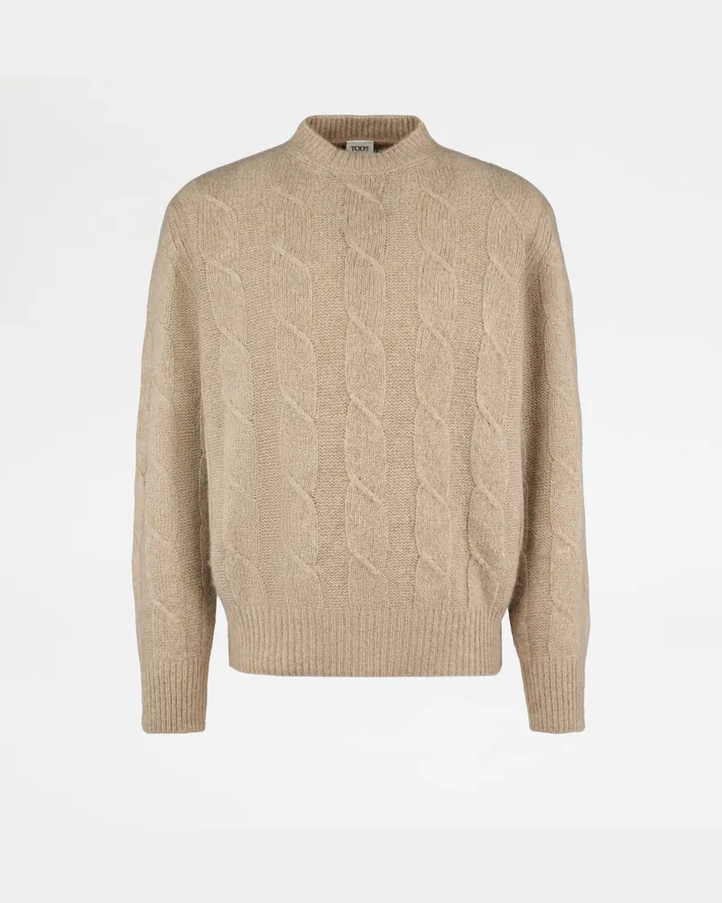 TOD'S Rundhalspullover aus Kaschmir und Seide, CREME Knitwear Creme