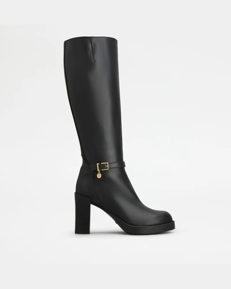 TOD'S Stiefel aus Leder, SCHWARZ Shoes Schwarz