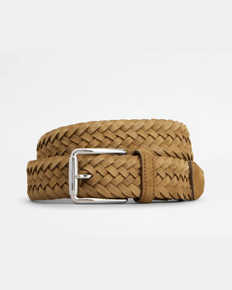 TOD'S Gürtel aus Veloursleder, BEIGE, 95 - Belts Beige