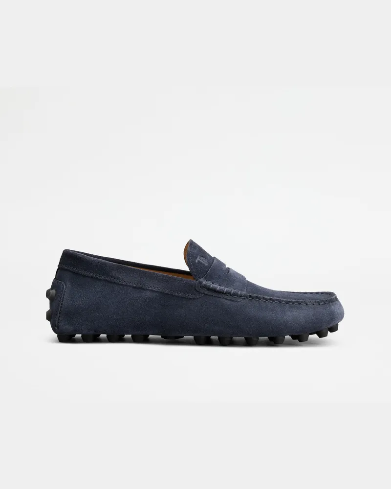 TOD'S Mokassins Gommino Bubble aus Veloursleder, GRAU,BLAU Shoes Grau