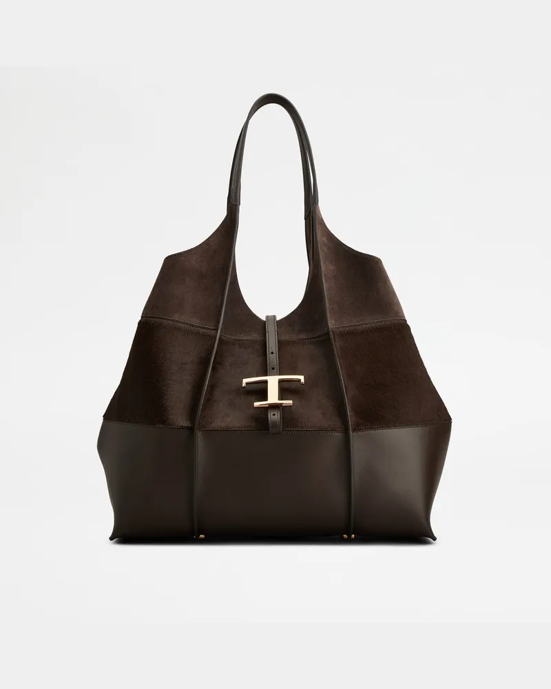 TOD'S Shopper T Timeless aus Leder Medium, BRAUN,  - Bags Braun