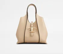 Shopper T Timeless aus Leder Mini, BEIGE,  - Bags