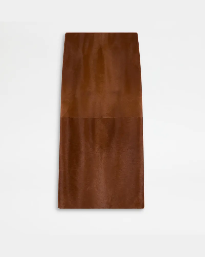 TOD'S Rock aus Leder in Ponyfell-Optik, BRAUN Skirts Braun