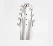 Mantel mit Lederbändern, WEISS Coat / Trench