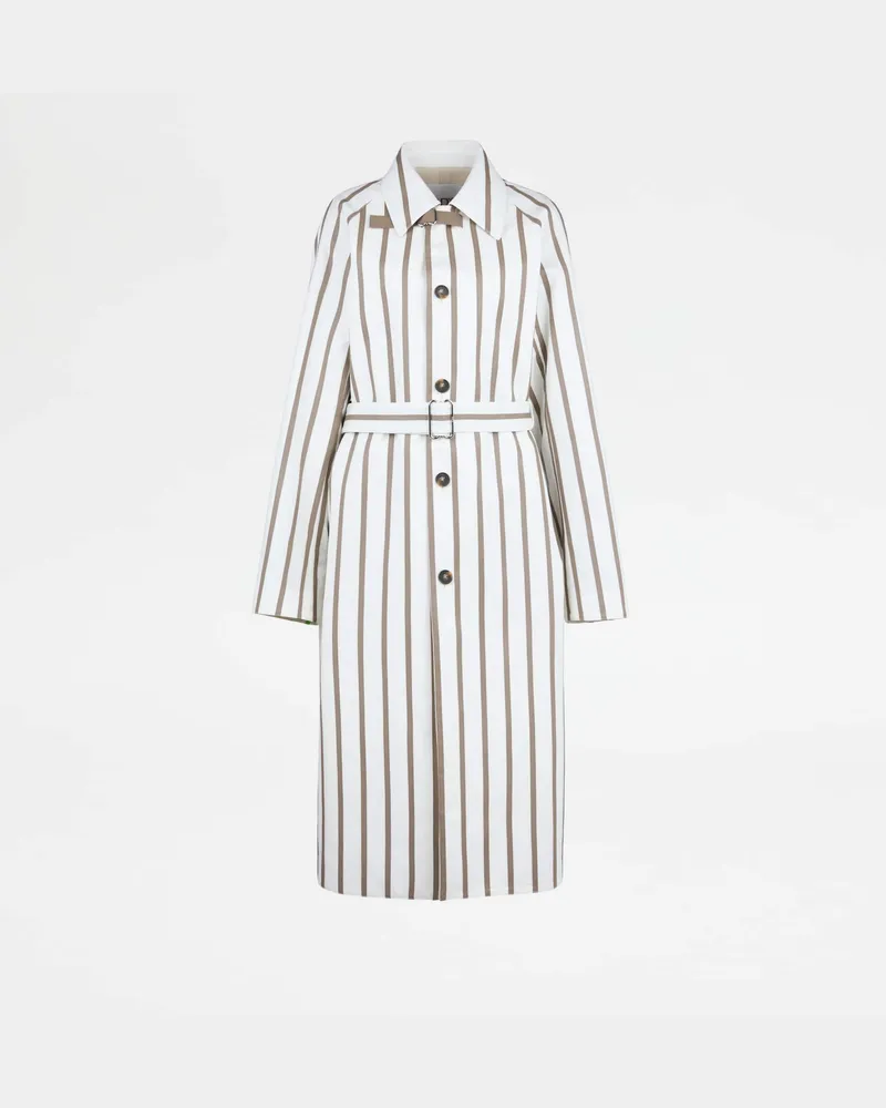 TOD'S Mantel mit Lederbändern, WEISS Coat / Trench Weiss