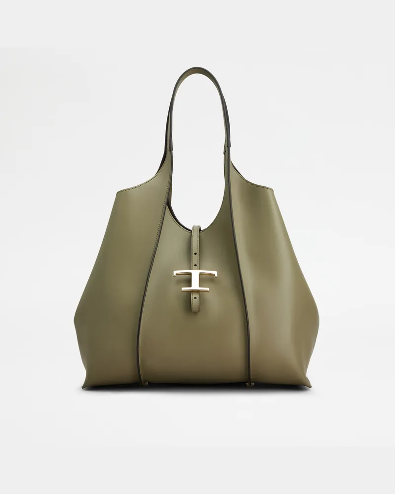 TOD'S Shopper T Timeless aus Leder Medium, GRÜN,  - Bags Grün