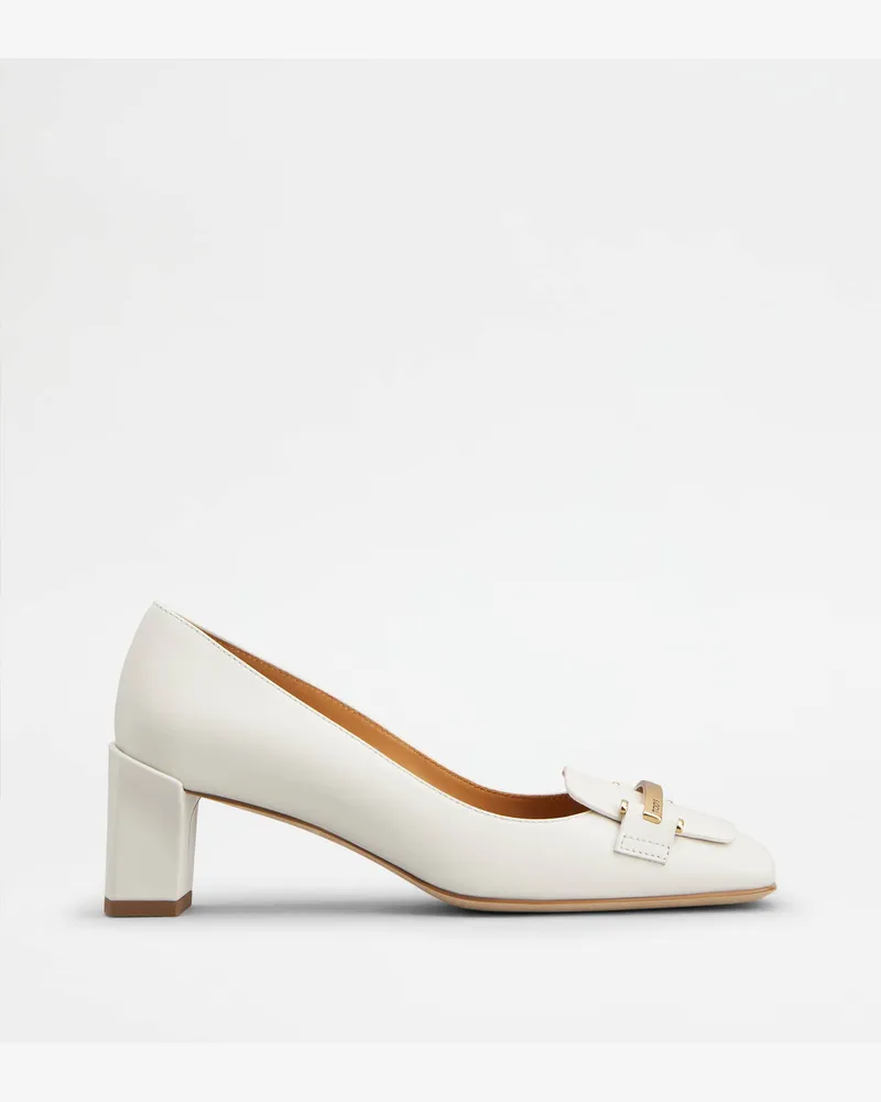 TOD'S Pumps aus Leder, WEISS Shoes Weiss