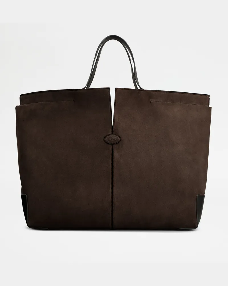 TOD'S Di Bag Folio aus Leder Maxi, SCHWARZ,BRAUN,  - Bags Schwarz