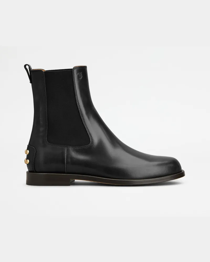 TOD'S Chelsea Boots Metal Dots aus Leder, SCHWARZ Shoes Schwarz