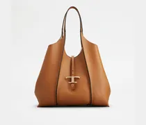 Mittelgroße Shopping Bag T Timeless aus Leder, BRAUN,  - Bags
