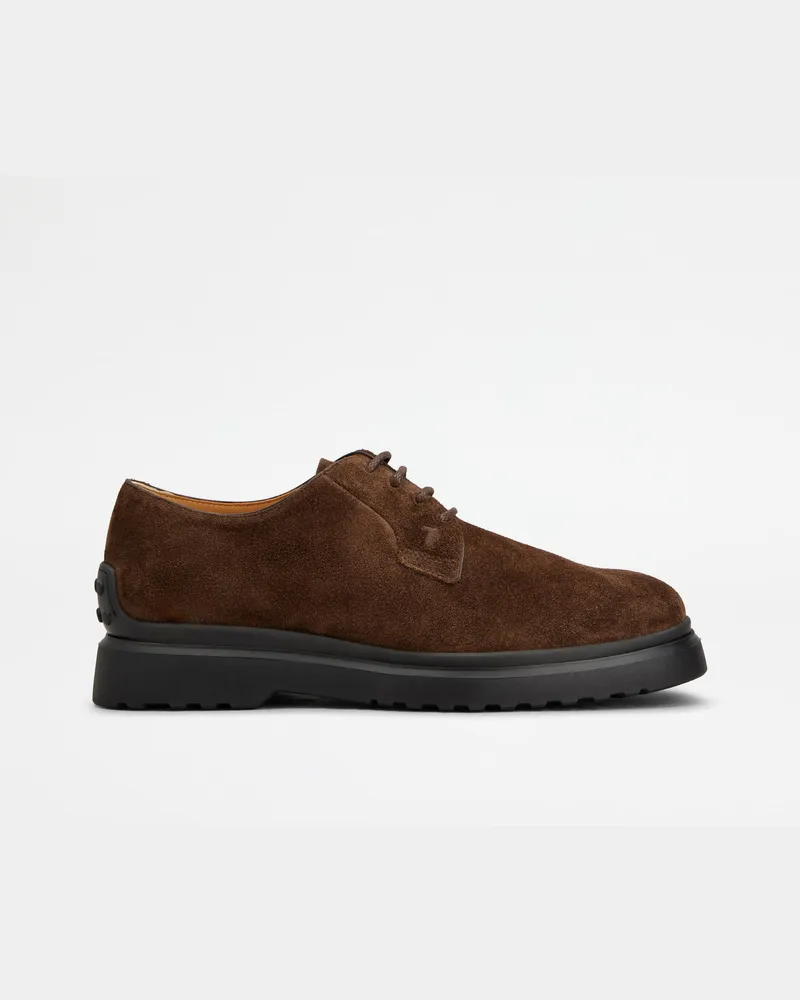 TOD'S Schnürschuhe aus Veloursleder, BRAUN Shoes Braun