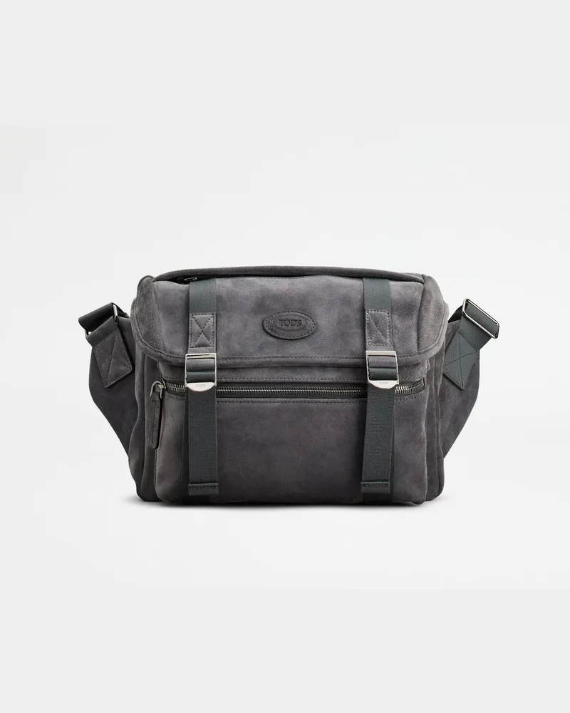 TOD'S Umhängetasche aus Veloursleder Small, GRAU,  - Bags Grau