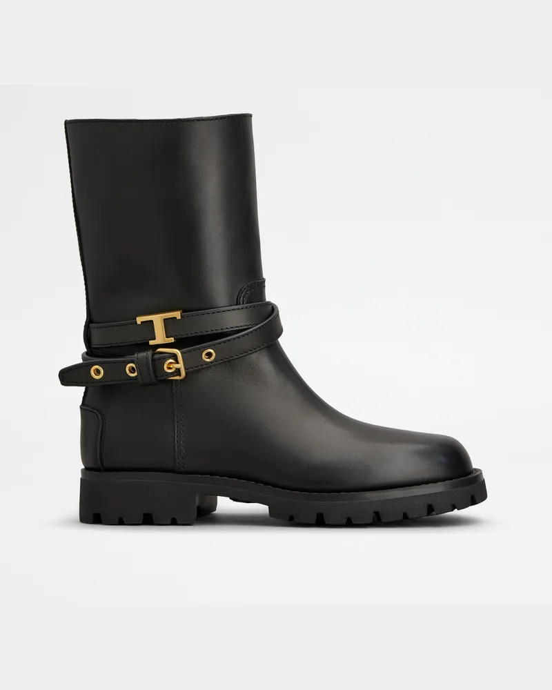 TOD'S Stiefeletten aus Leder, SCHWARZ Shoes Schwarz
