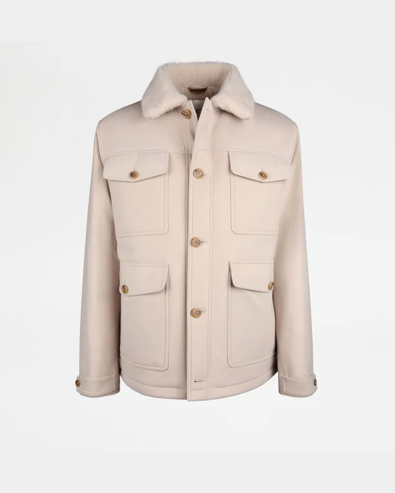 TOD'S Cabanjacke aus T15-Wolldrap, BEIGE Coat / Trench Beige