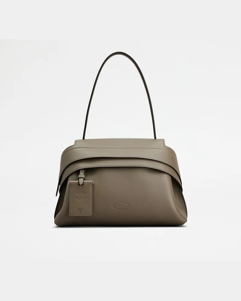 TOD'S Wave Bag aus Leder Small, GRAU,  - Bags Grau