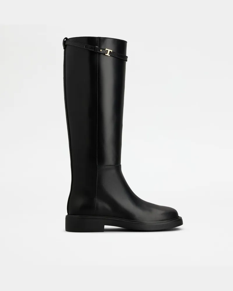 TOD'S Stiefel aus Leder, SCHWARZ Shoes Schwarz