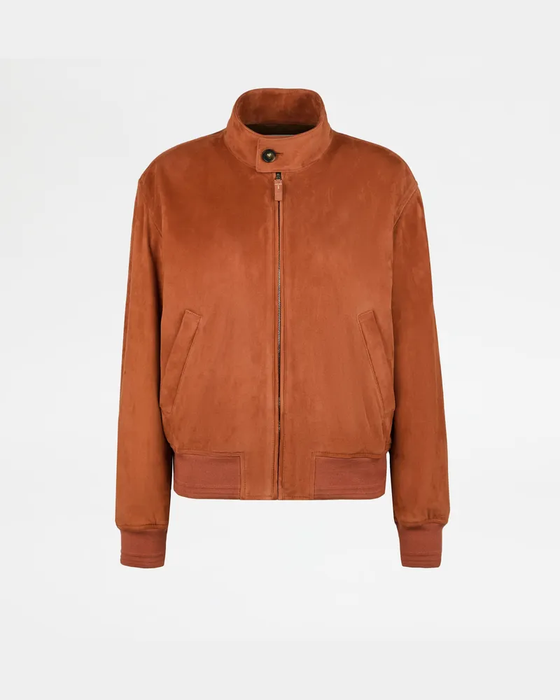 TOD'S Bomberjacke aus Pashmy-Veloursleder, ORANGE Coat / Trench Orange