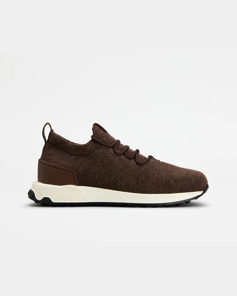 TOD'S Sock-Sneakers aus technischem Gewebe und Leder, BRAUN Shoes Braun