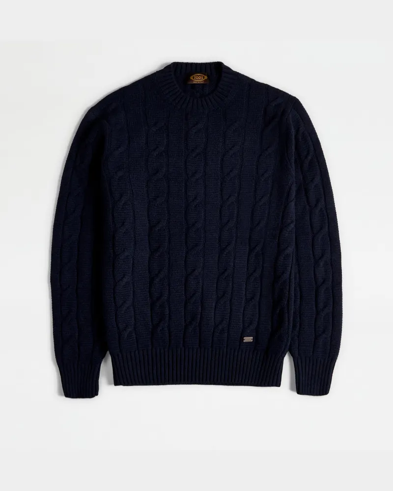TOD'S Rundhalspullover aus einer Kaschmirmischung, BLAU Knitwear Blau