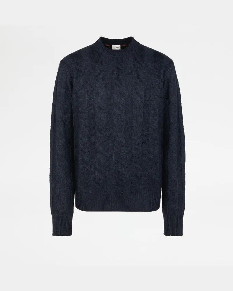 TOD'S Rundhalspullover aus Kaschmir und Seide, BLAU, XX - Knitwear Blau