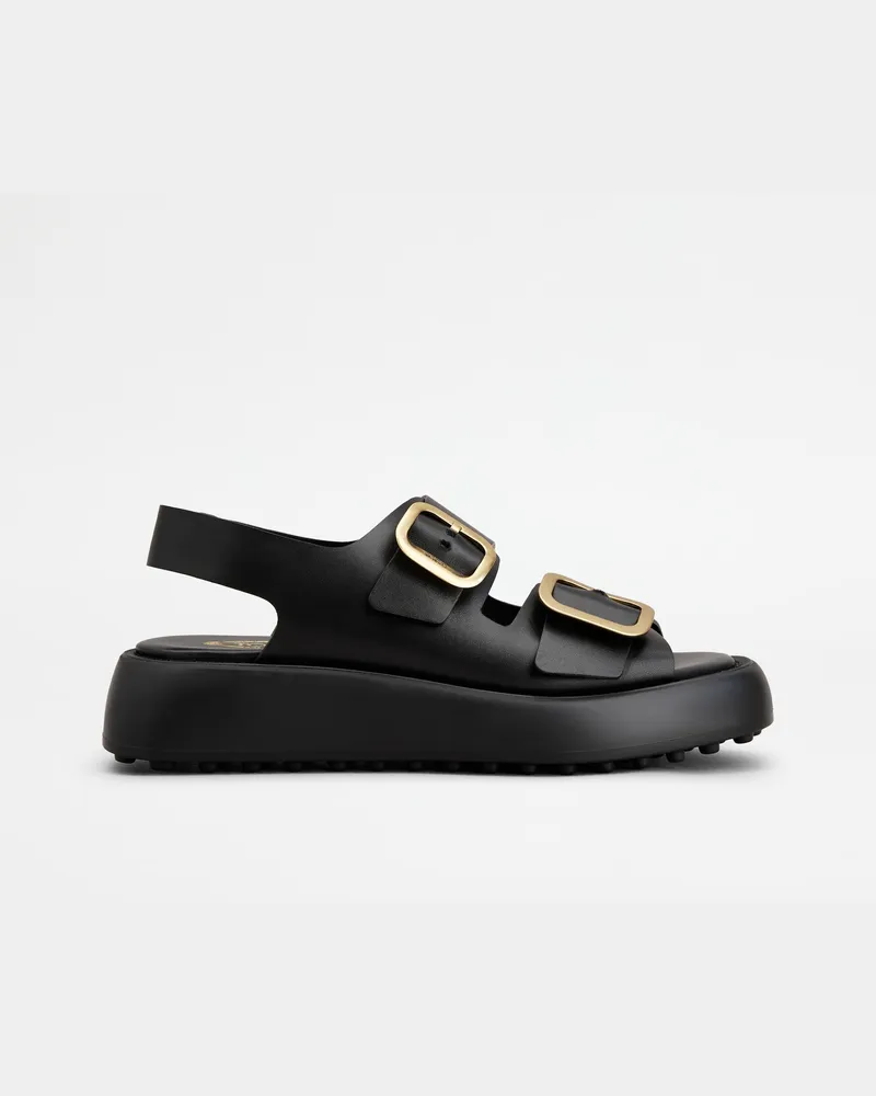 TOD'S Sandalen aus Leder, SCHWARZ Shoes Schwarz
