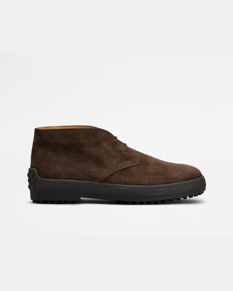 TOD'S Desert Boots Winter Gommino aus Veloursleder, BRAUN Shoes Braun