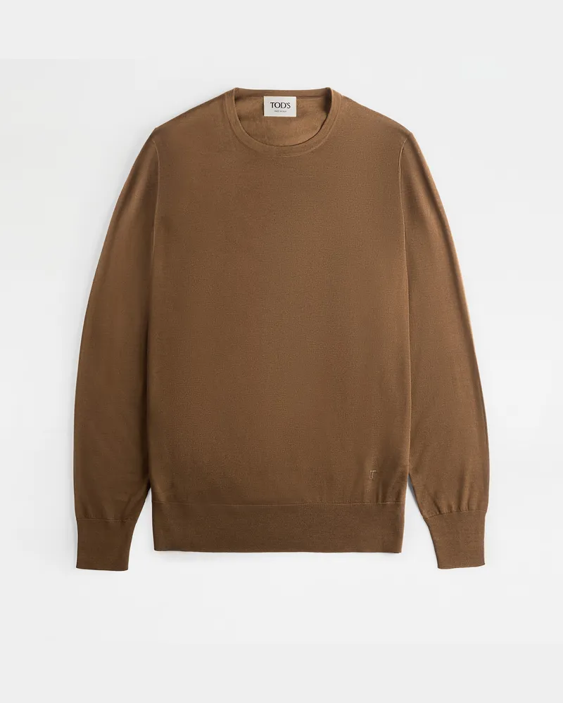 TOD'S Rundhalspullover aus Wolle T15, BRAUN Knitwear Braun