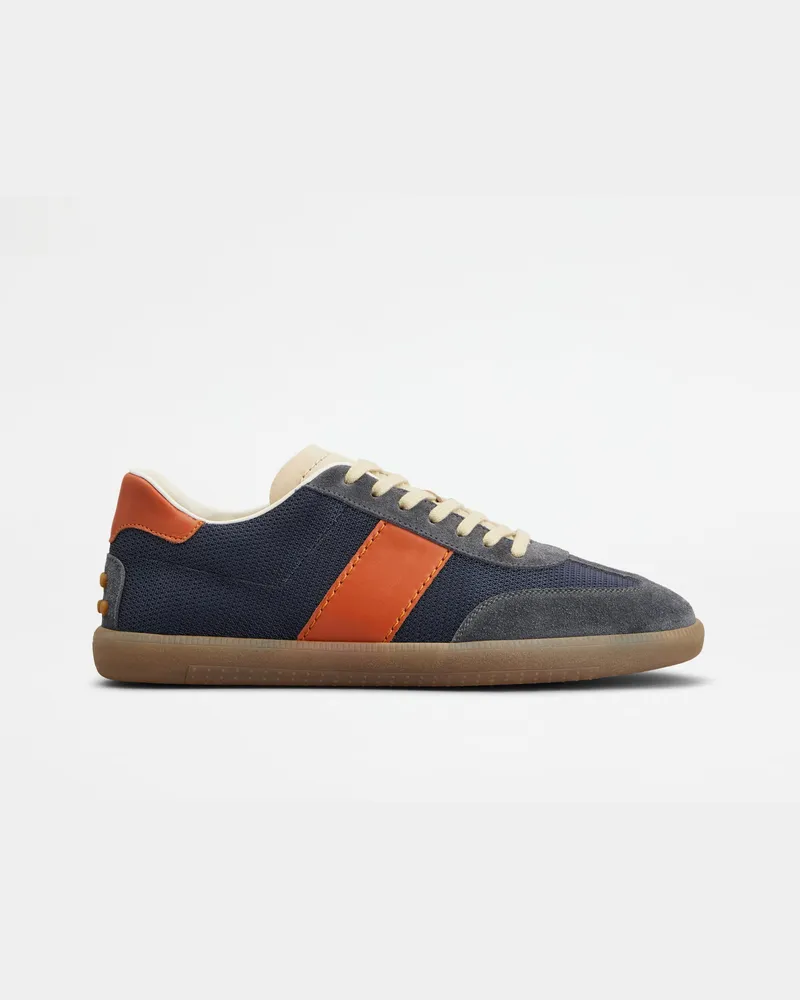 TOD'S Tabs Sneakers aus Veloursleder und technischem Gewebe, BEIGE,ORANGE,BLAU Shoes Beige