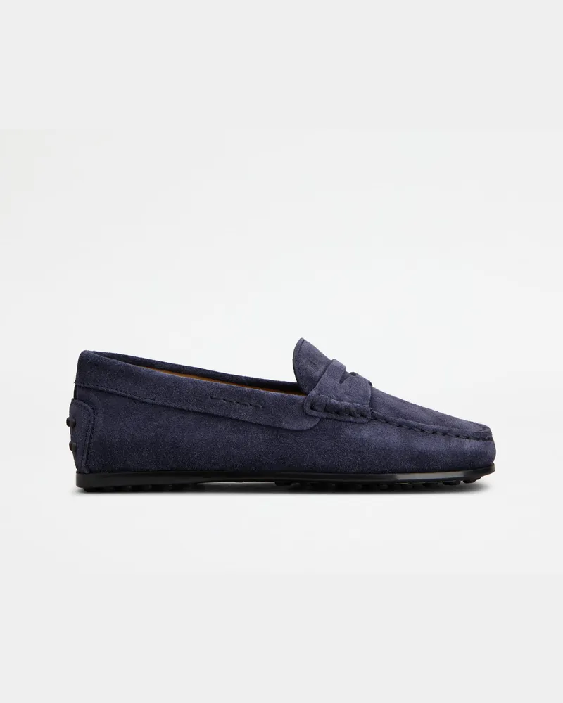 TOD'S Mokassins City Gommino Junior aus Veloursleder, BLAU Junior Shoes Blau