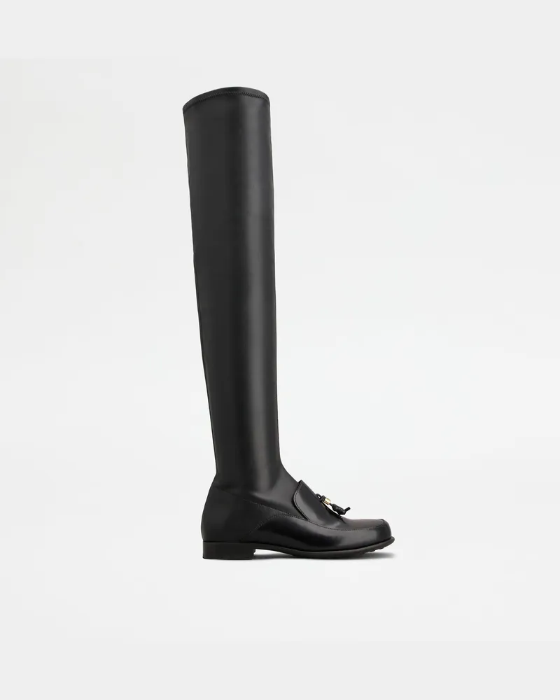 TOD'S Overknee-Stiefel aus Leder, SCHWARZ Shoes Schwarz
