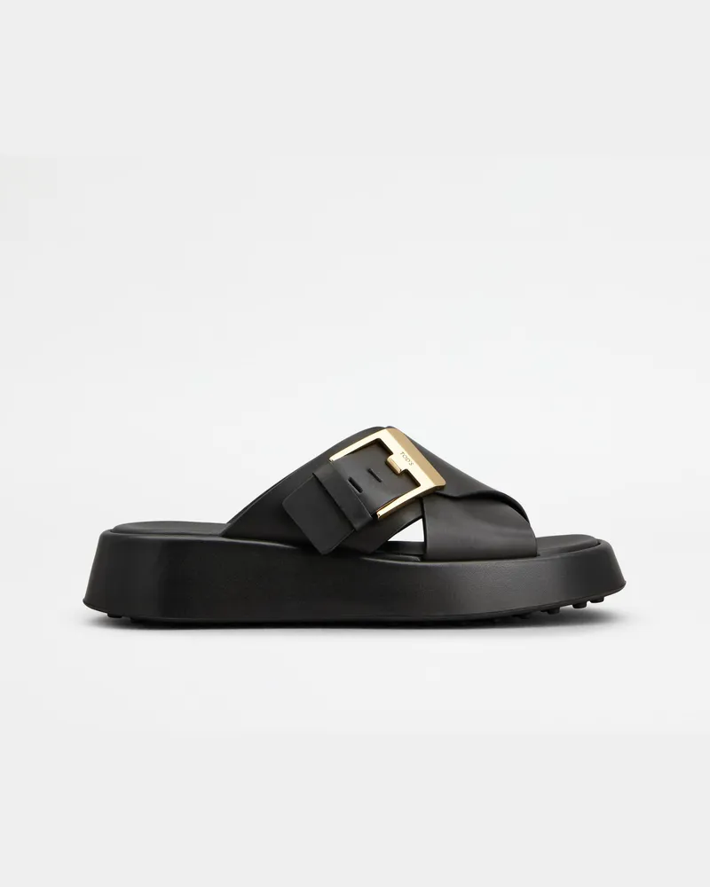 TOD'S Sandalen aus Leder, SCHWARZ Shoes Schwarz