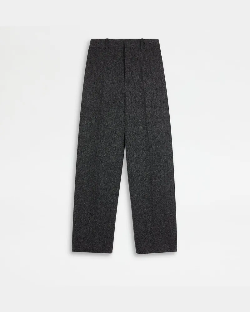 TOD'S Hose aus Mouliné-Wolltwill, SCHWARZ,GRAU Trousers Schwarz