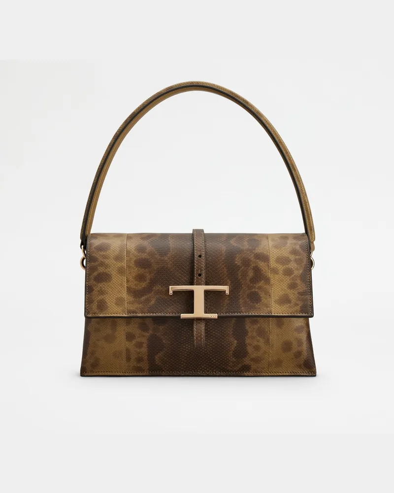 TOD'S Umschlagtasche T Timeless aus Reptilienleder Mini, BRAUN,  - Bags Braun