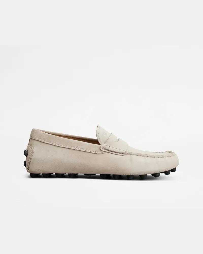 TOD'S Mokassins Gommino Bubble aus Veloursleder, SCHWARZ,CREME Shoes Schwarz