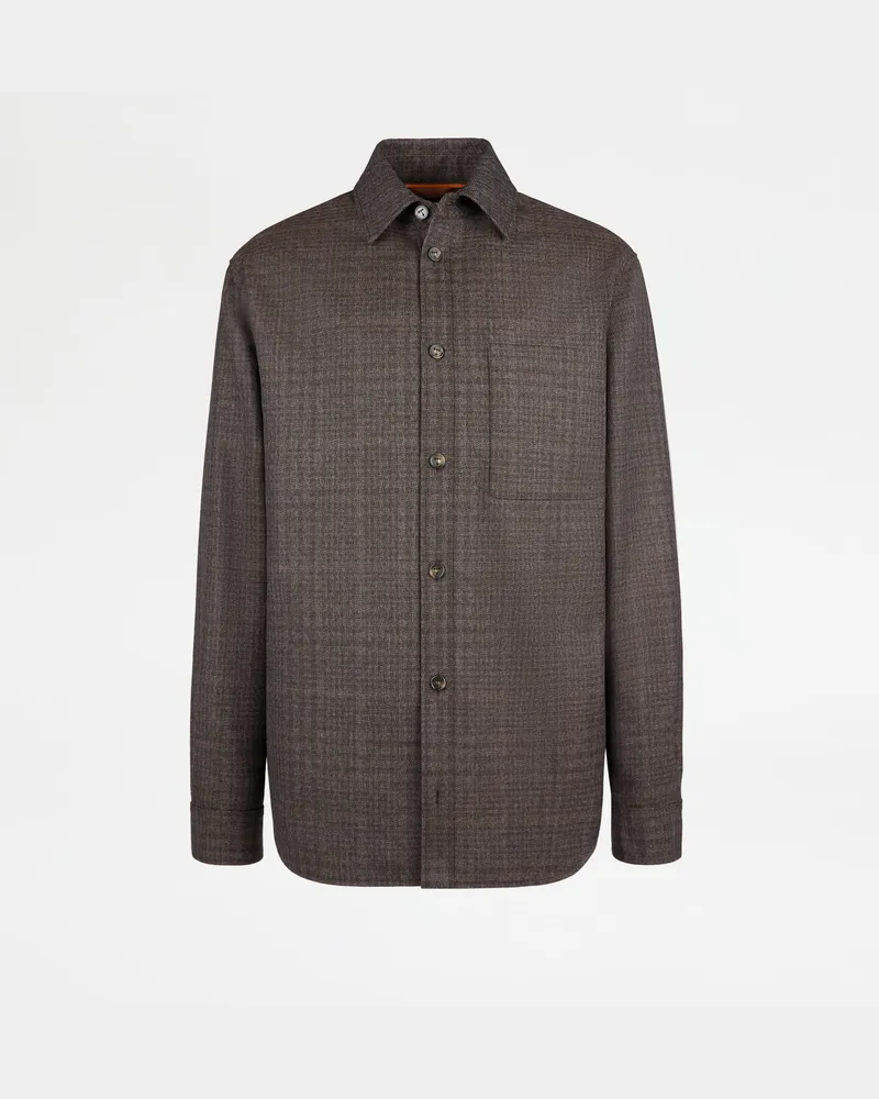 TOD'S Overshirt aus karierter Wolle, BRAUN,SCHWARZ, XX - Coat / Trench Braun