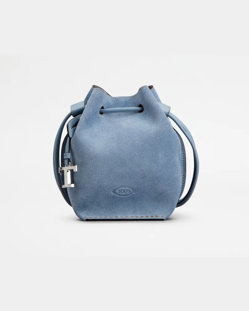 TOD'S Beuteltasche aus Veloursleder Micro, HELLBLAU,  - Bags Hellblau