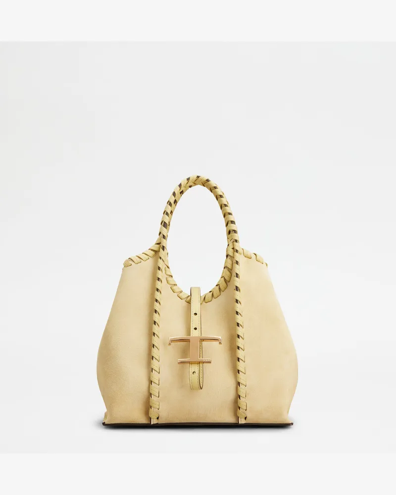 TOD'S Shopper T Timeless aus Veloursleder Mini, GELB,  - Bags Gelb