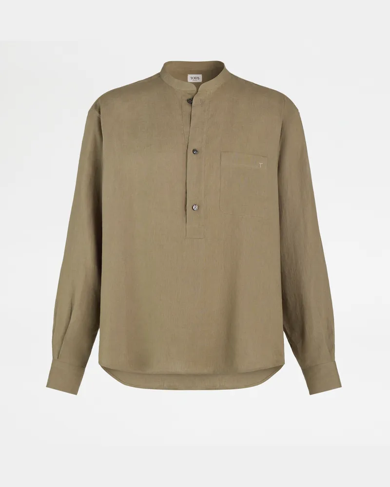 TOD'S Mandarin-Hemd aus Leinen, GRAU Shirts Grau