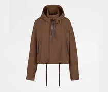 Kurzer Windbreaker aus einer Seidenmischung, BRAUN Coat / Trench
