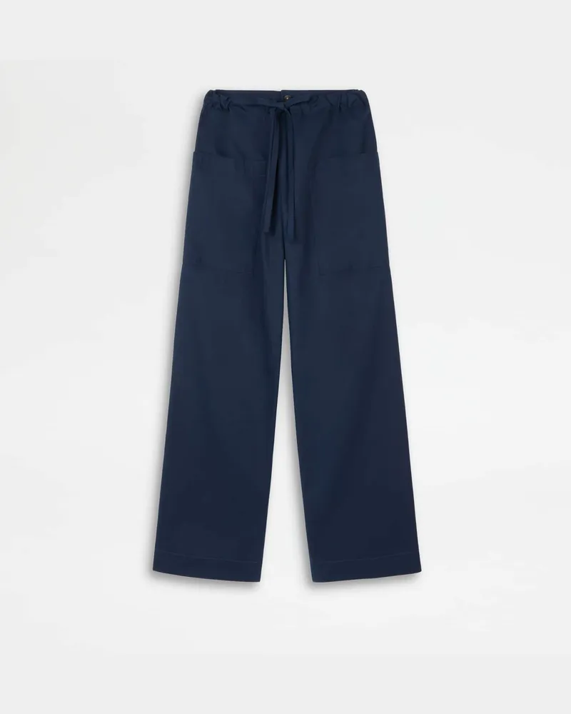 TOD'S Hose aus Popeline mit Tunnelzug, BLAU Trousers Blau