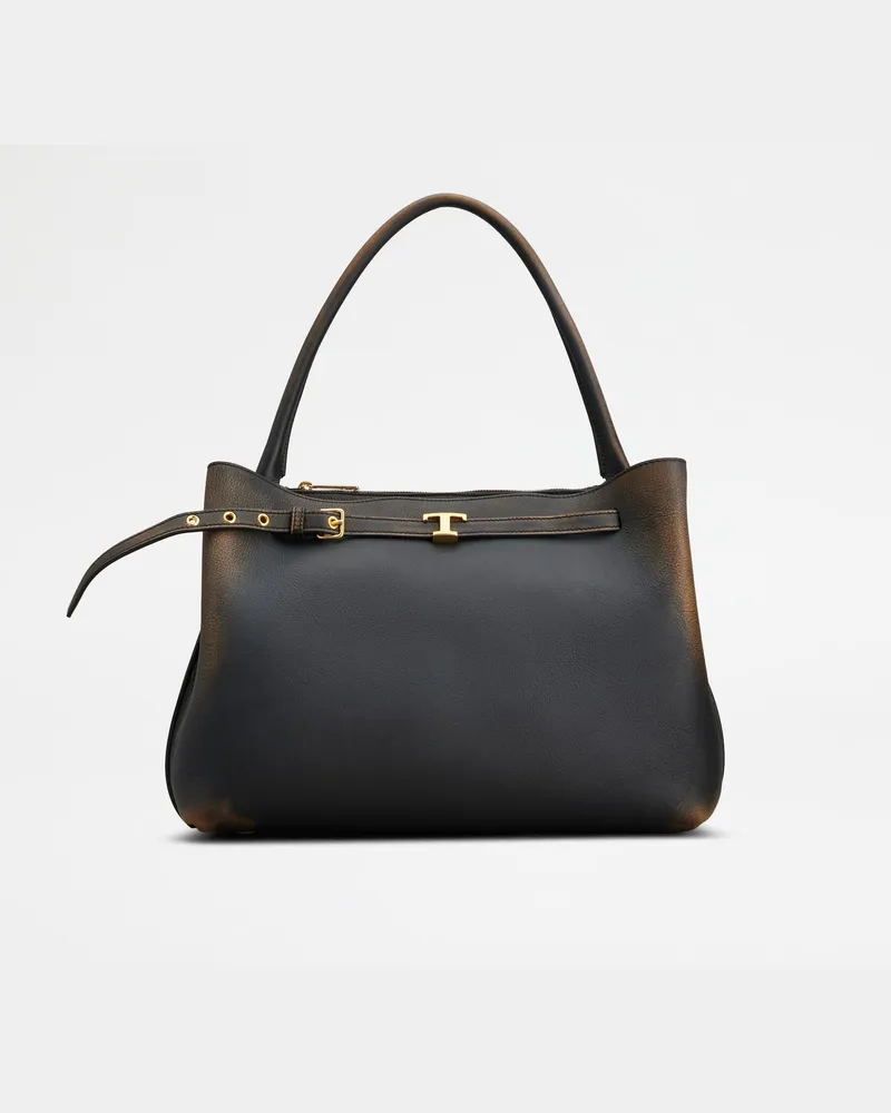 TOD'S Handtasche T Signature  aus Leder Small, BRAUN,SCHWARZ,  - Bags Braun