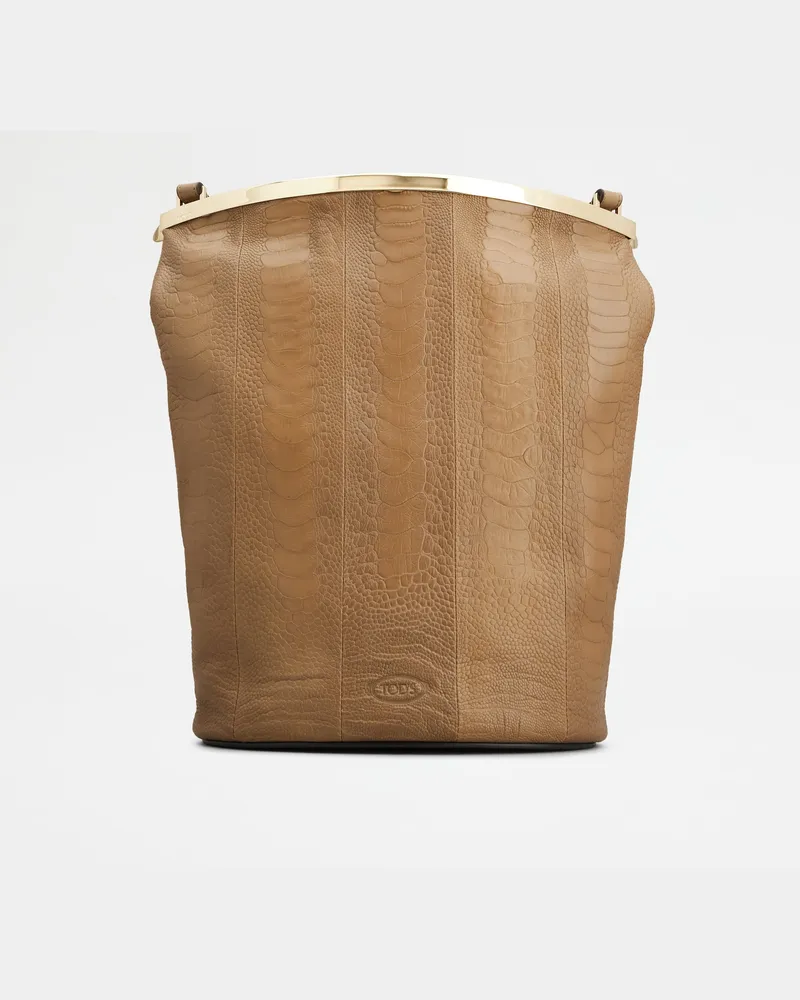 TOD'S Magenta Bag Beuteltasche aus Straußenleder Small, BEIGE,  - Bags Beige