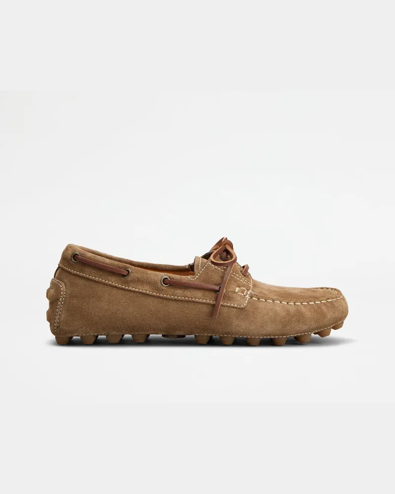 TOD'S Boat-Mokassins Gommino Bubble aus Veloursleder, BRAUN Shoes Braun