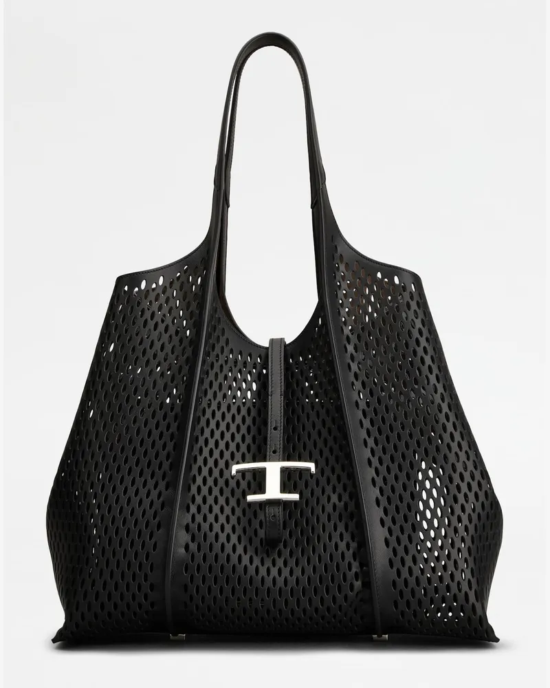 TOD'S Shopper T Timeless aus Leder Medium, SCHWARZ,  - Bags Schwarz