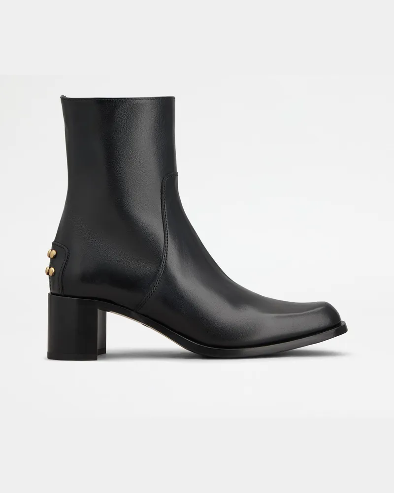 TOD'S Stiefeletten Metal Dots aus Leder, SCHWARZ Shoes Schwarz