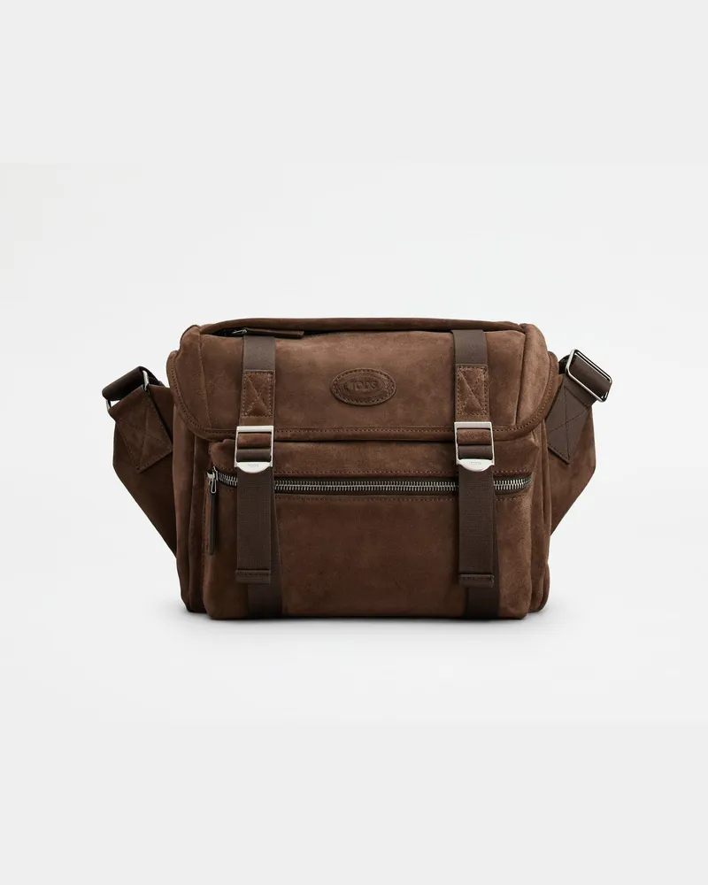 TOD'S Umhängetasche aus Veloursleder Small, BRAUN,  - Bags Braun