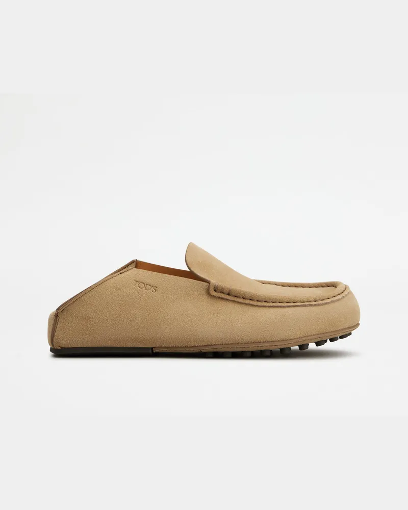 TOD'S Slipper-Loafers aus Veloursleder, BEIGE Shoes Beige